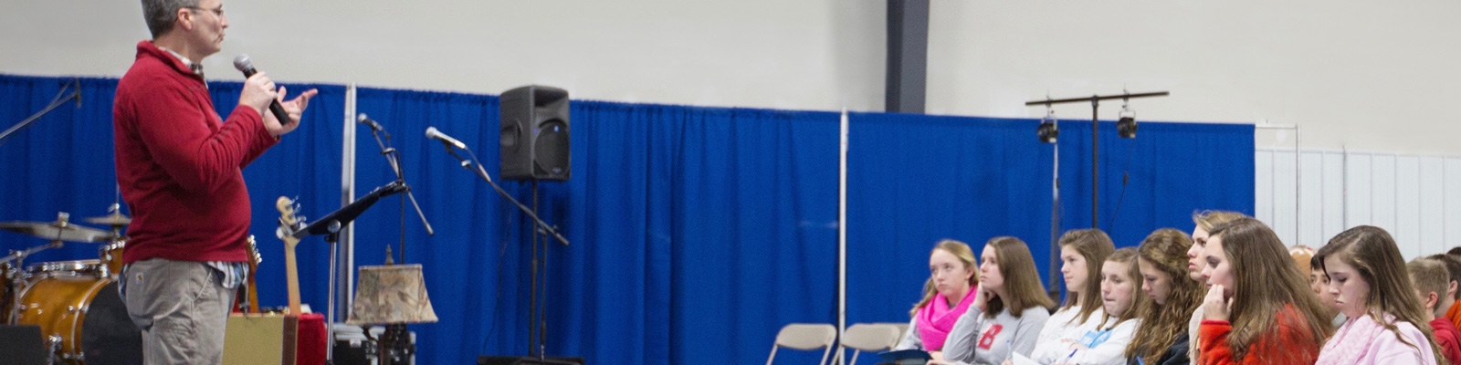 Pastor speaking to a church youth group