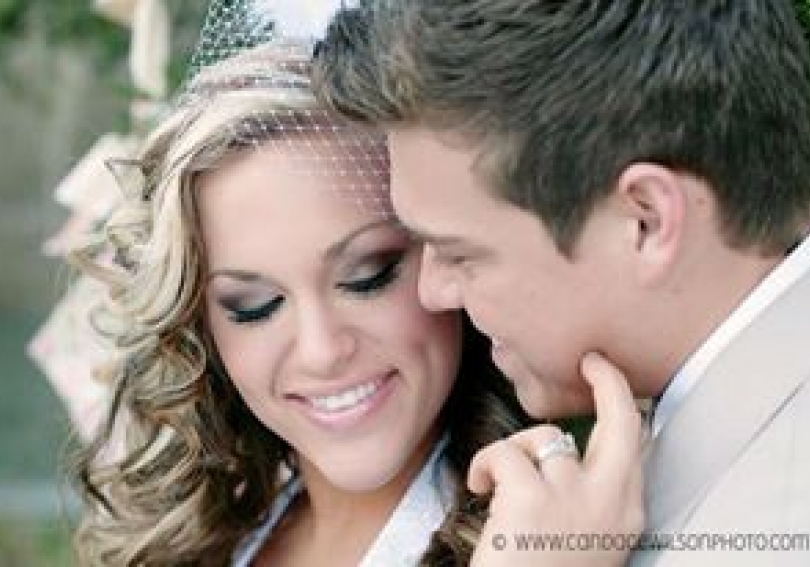 Close up of wedding couple